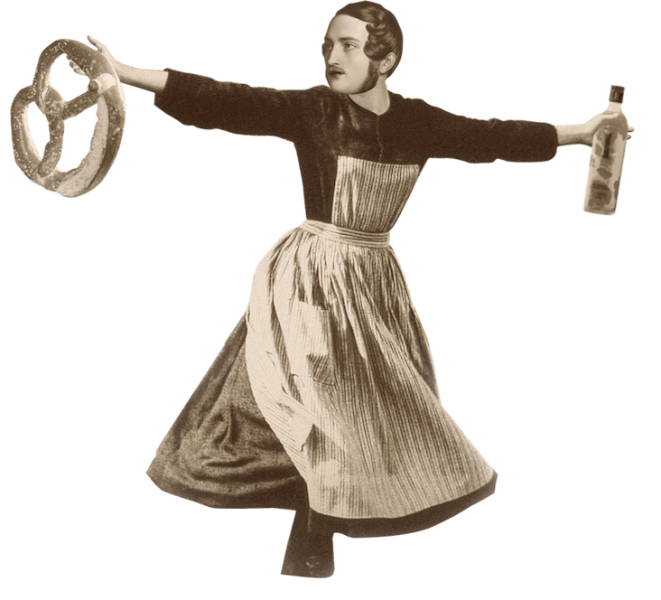 prince albert holding a pretzel