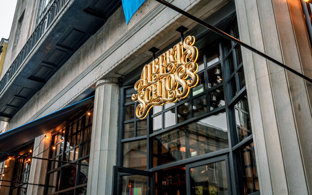 gold sign entrance german restaurant