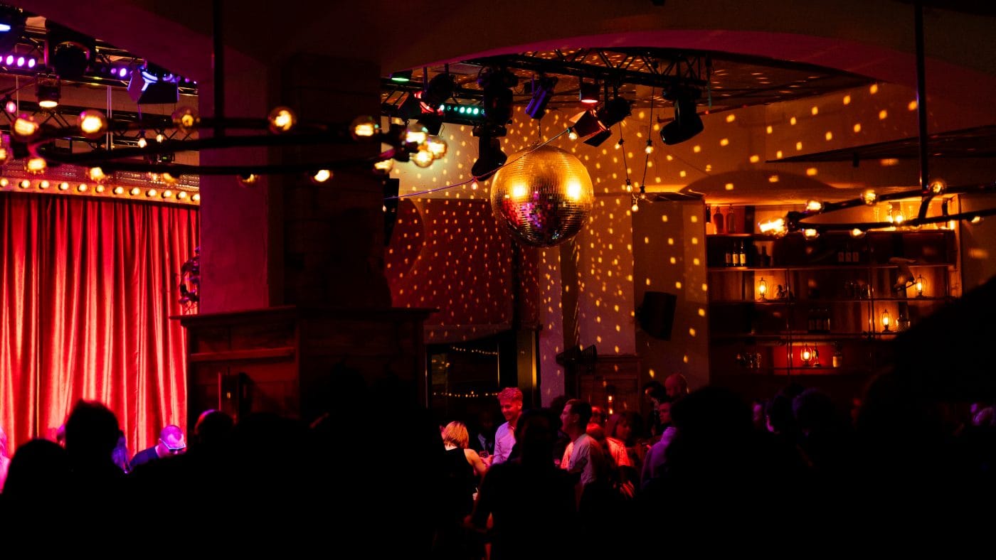 private events restaurant hall with disco ball